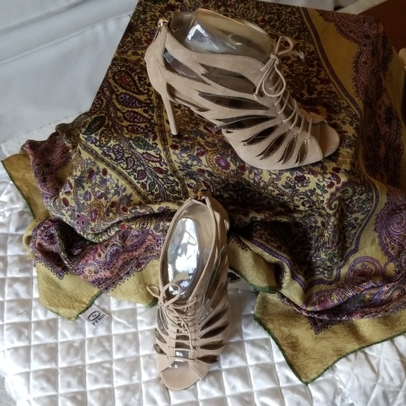 Jimmy Choo Keena Nude Mix Lace-Up Sandals NWT: FINAL SALE PRICE - Picture 5 of 8